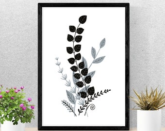 Leaf Minimalist printable digital wall art, Leaf wall art, Leaf decor, printable wall art, printable wall decor