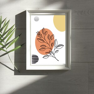 Abstract printable Boho Wall art in orange and yellow, instant download