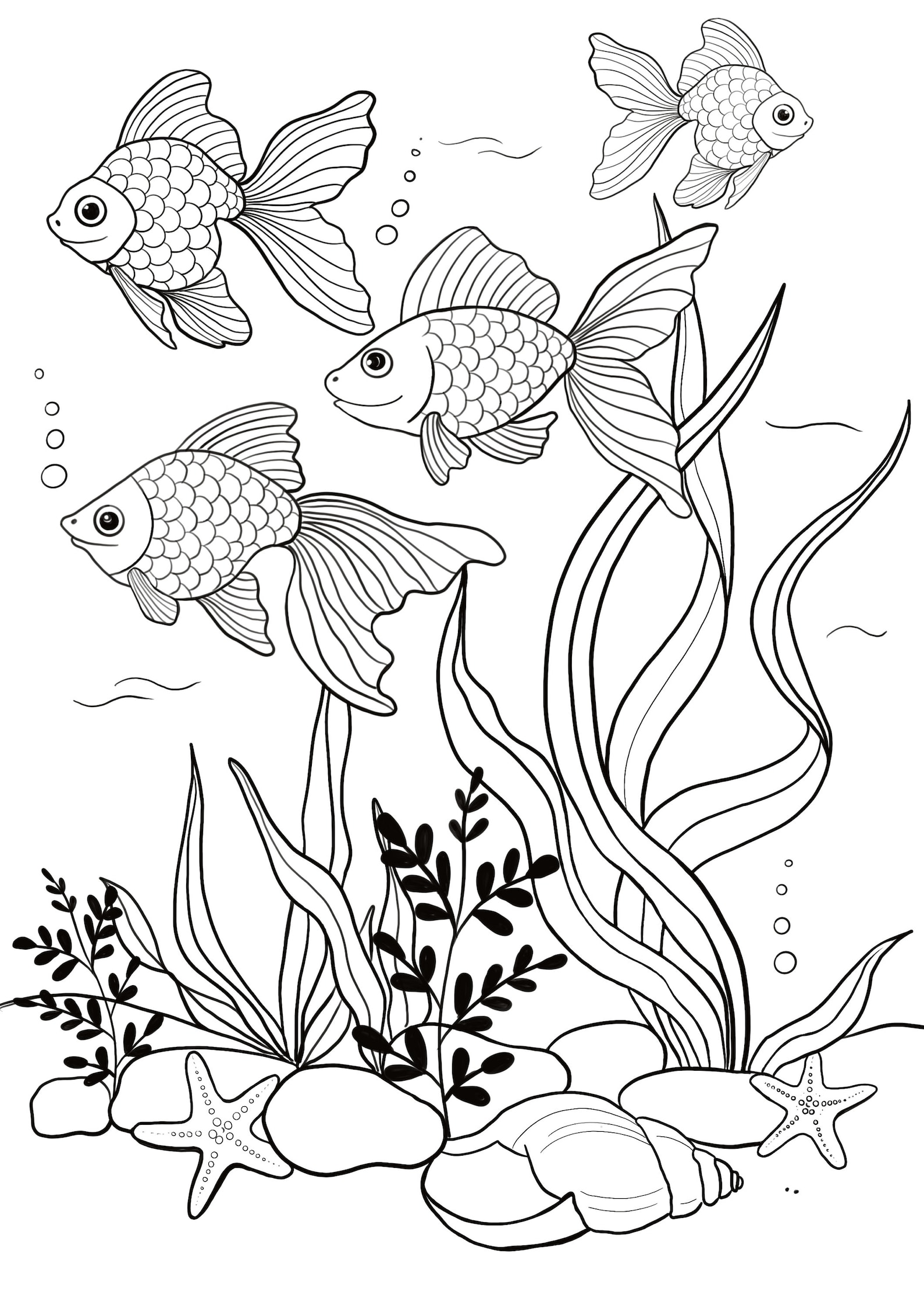 Underwater Sea Life Printable Coloring Sheet Coloring Pages Etsy