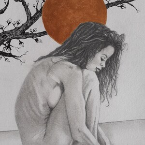 disegno originale pittura, belle arti, oggetti da collezione, disegno di nudo, pittura surrealista