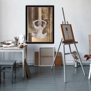 Original acrylic,charcoal pencil drawing on paper 50*70cm&quot;Burst Of Golden Light&quot;