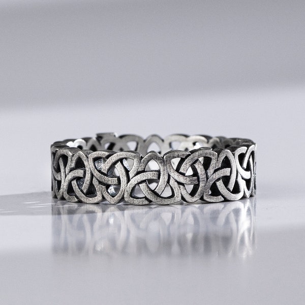 Celtic Knot Dainty Band Ring For Men, Unique Viking Wedding Pinky Ring Men, Fantasy Vintage Mythology Mens Silver Ring, Cool Engagement Ring