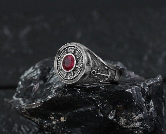Six Point Star Ruby, Mens Pinkie Ring - Christopher William Sydney Australia  - Antique, ruby, coral and tribal jewellery