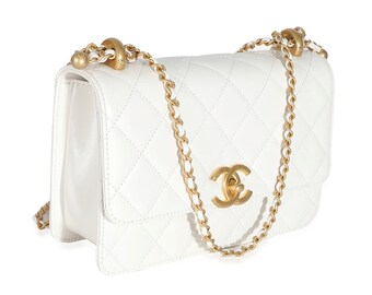 24C White Quilted Calfskin Mini Perfect Fit Flap Bag