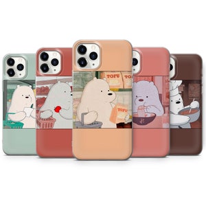 Cute Ice Bear Phone Case Aesthetic Cover fit for iPhone 16 Pro Max, 15 Plus, 14, 13, 12, 11, XS & Samsung S24, S23, A55, A54, Pixel 9 Pro, 8