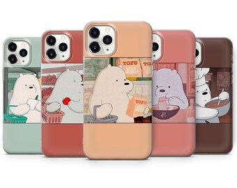 Bonita funda estética para teléfono con diseño de oso de hielo, compatible con iPhone 16 Pro Max, 15 Plus, 14, 13, 12, 11, XS y Samsung S24, S23, A55, A54, Pixel 9 Pro, 8