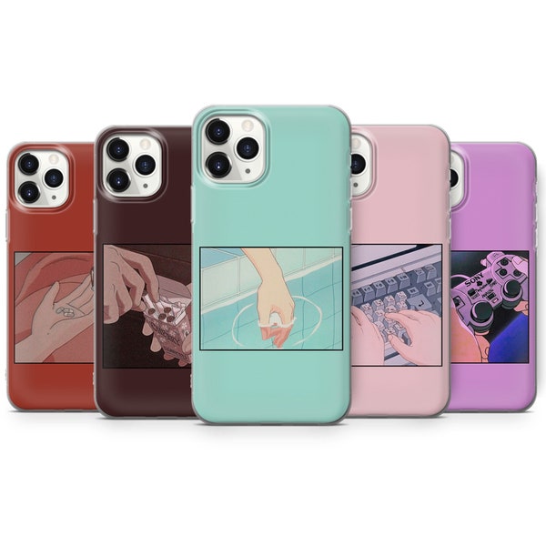 80s 90s Retro Anime Phone Case Aesthetic Cover for iPhone 15 Pro Max, 14 Plus, 13, 12, 11, XR, XS & Samsung S23, S22, A54, A53, Pixel 8, 7