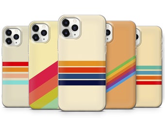 Retro Stripes Phone Case Vintage Cover Cover for iPhone 16 Pro Max, 15 Plus, 14, 13, 12, 11, XS & Samsung S24, S23, A55, A54, Pixel 9 Pro, 8
