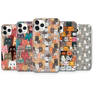 Cute Cats Phone Case Aesthetic Cover fit for iPhone 15 Pro Max, 14 Plus, 13, 12, 11, XR, XS & Samsung S23, S22, A54, A53, Pixel 8, 7