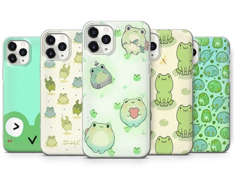 Cute Frog Phone Case Cover Fit for iPhone 16 Pro Max, 15 Plus, 14