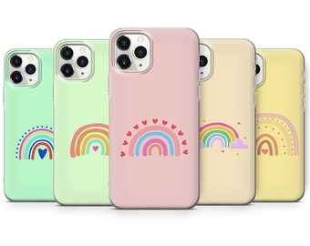 Cute Rainbow Phone Case Aesthetic Cover for iPhone 16 Pro Max, 15 Plus, 14, 13, 12, 11, XS & Samsung S24, S23, A55, A54, Pixel 9 Pro, 8