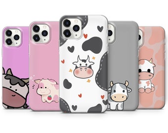 Bonita funda de teléfono con diseño de vaca, compatible con iPhone 16 Pro Max, 15 Plus, 14, 13, 12, 11, XS y Samsung S24, S23, A55, A54, Pixel 9 Pro, 8