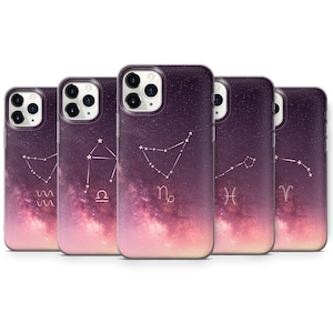 Libra Scorpio Aquarius Pisces Aries Zodiac Cover for iPhone 15 Pro Max, 14 Plus, 13, 12, 11, XR, XS & Samsung S23, S22, A54, A53, Pixel 8, 7