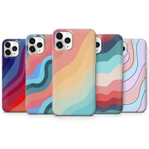 Pastell Wave Ästhetische Abdeckung passend für iPhone 16 Pro Max, 15 Plus, 14, 13, 12, 11, XS & Samsung S24, S23, A55, A54, Pixel 9 Pro, 8
