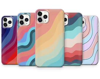Pastel Wave Phone Case Aesthetic Cover fit for iPhone 16 Pro Max, 15 Plus, 14, 13, 12, 11, XS & Samsung S24, S23, A55, A54, Pixel 9 Pro, 8