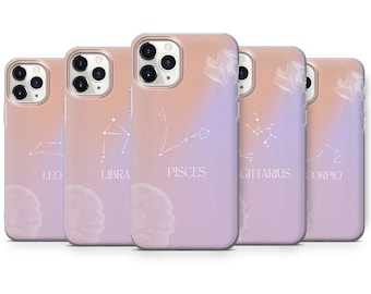 Leo Libra Pisces Sagittarius Scorpio Zodiac Sign Phone Case For iPhone 16 Pro Max, 14 Plus, 13, 12, 11, XR, XS & Samsung S23,S22,A54,A53