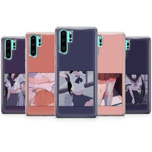May include: Five different phone cases with a variety of designs featuring anime characters. The cases are all clear and show the phone's design through the case. The designs include a girl with a teddy bear, a girl with a skirt, a girl with a skirt and a bandage, a girl with a skirt and a bandage, and a girl with a skirt and a bandage.