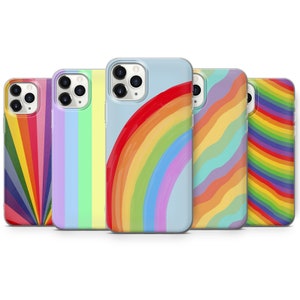 Rainbow Phone Case Aesthetic Cover for iPhone 15 Pro Max, 14 Plus, 13, 12, 11, XR, XS & Samsung S23, S22, A54, A53, Pixel 8, 7