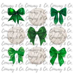 Green Volleyball Croquette Bows Design PNG