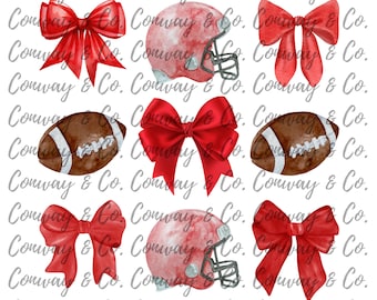 Red Football Croquette Bows Design PNG