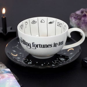 Fortune Telling Ceramic Teacup Saucer Reading Gift Set