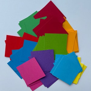 4cm Veelkleurige regenboog vierkante stansen, voor scrapbooking, kaart toppers, versieringen, kinderknutselwerkjes, 160gsm papier/kaart.