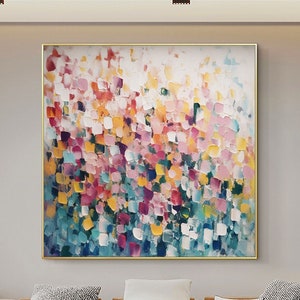Abstract Colorful Block Oil Painting on Canvas, Large Wall Art Original Minimalist Art Custom Painting Texture Wall Art Living Room Decor