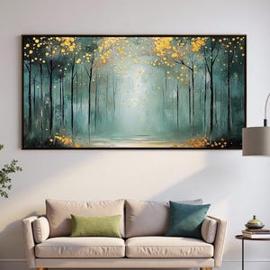 Großes abstraktes Ölgemälde Auf Leinwand, Abstrakte Naturlandschaft, Baumbild, Strukturierte Wandkunst, Wohnzimmer Wanddekor