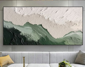 Minimalistisch strand olieverfschilderij op doek, abstracte grote muur kunst op maat schilderij, originele textuur oceaan muur decor moderne woonkamer kunst