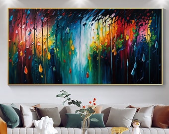 Original Colorful Landscape Oil Painting on Canvas, Large Wall Art Custom Painting, Abstract Minimalist Art Boho Wall Decor Living Room Art
