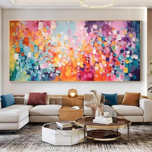 Original Colorful Block Oil Painting on Canvas, Large Wall Art Abstract Texture Wall Art Custom Painting Minimalist Living Room Decor Gift