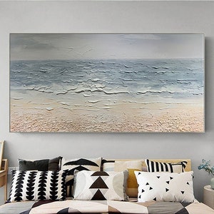 Abstract Beach Oil Painting On Canvas, Original Sea Painting, Large Wall Art, Ocean Wall Art, Custom Painting Living room Decor Beach Decor