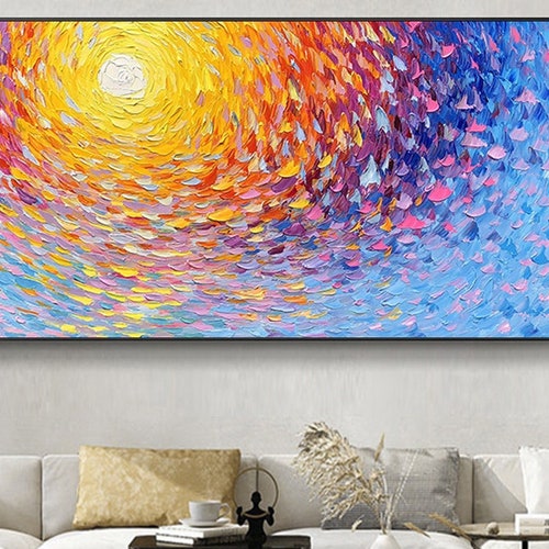 Abstract Seascape Oil Painting on Canvas Original Sunset Ocean - Etsy