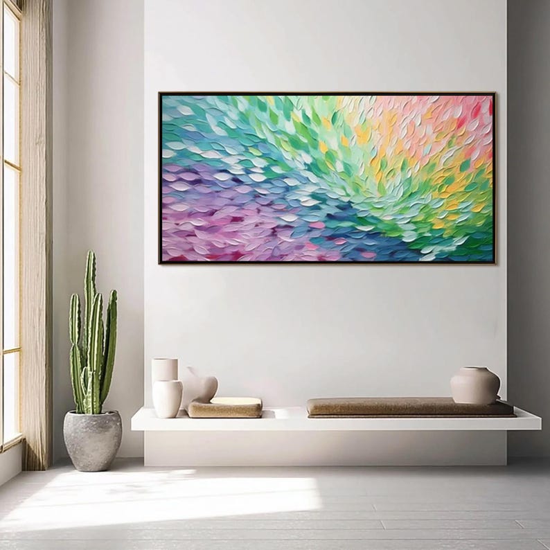 Large Abstract Impasto Oil Painting, Colorful Textured Wall Art - Etsy