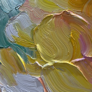 Colorful Abstract Floral Oil Painting, Textured Impasto Canvas Art ...