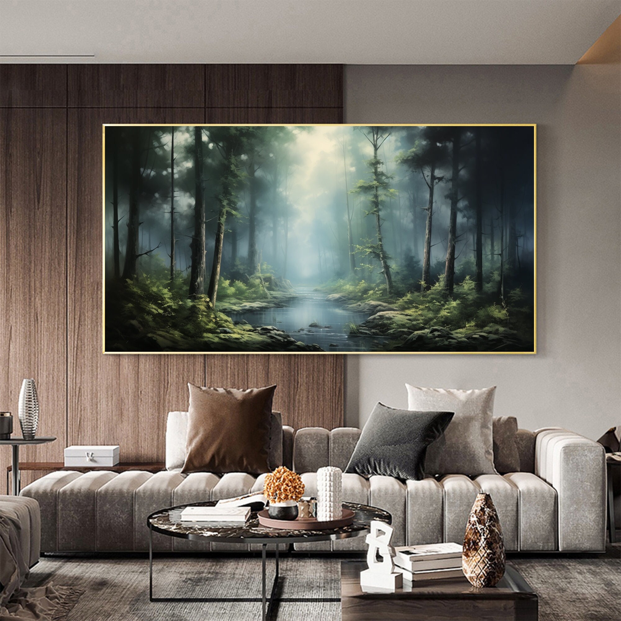 Large Abstract Forest Oil Painting on Canvas,green Tree Wall Art ...