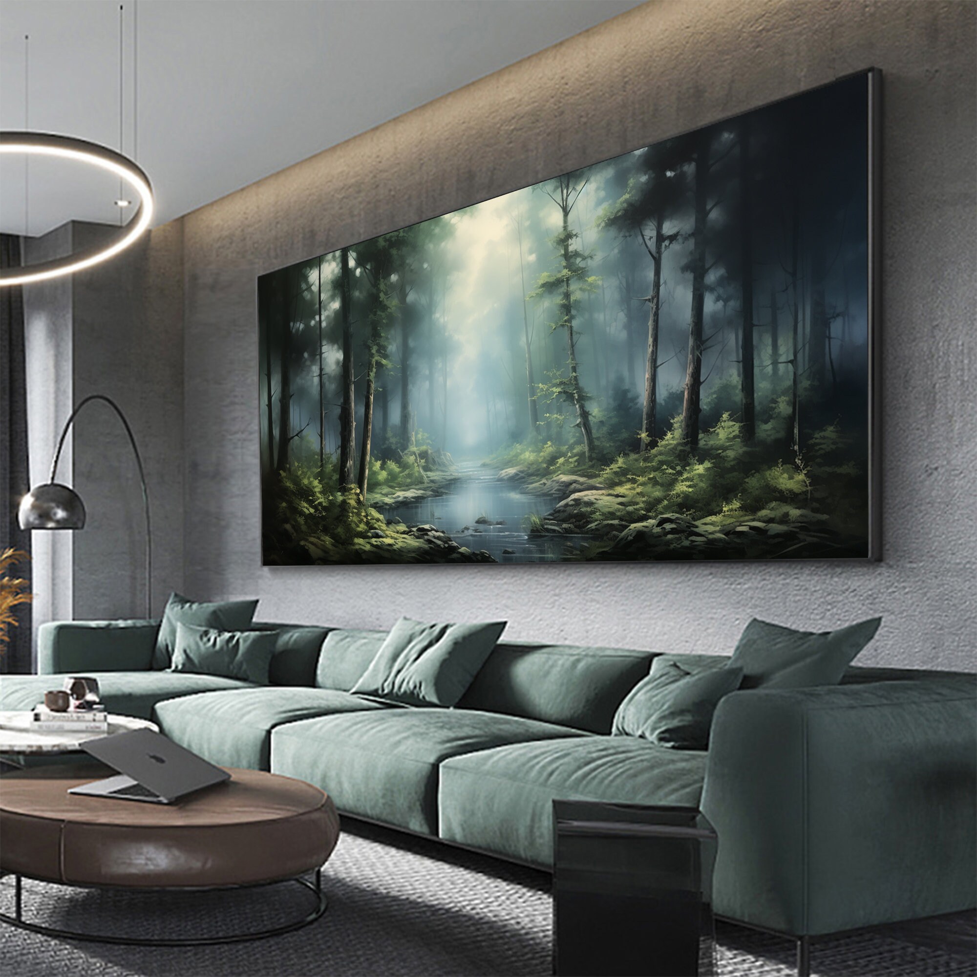 Large Abstract Forest Oil Painting on Canvas,green Tree Wall Art ...