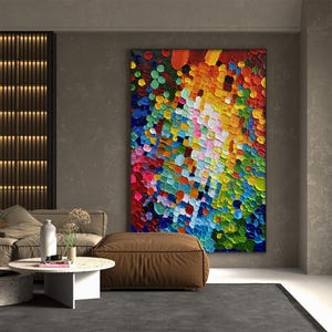 Hand-painted Color Block Oil Painting, Colorful Abstract Canvas Wall ...