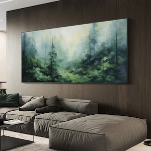 Abstract Forest Oil Painting on Canvas, Large Green Tree Landscape Art ...