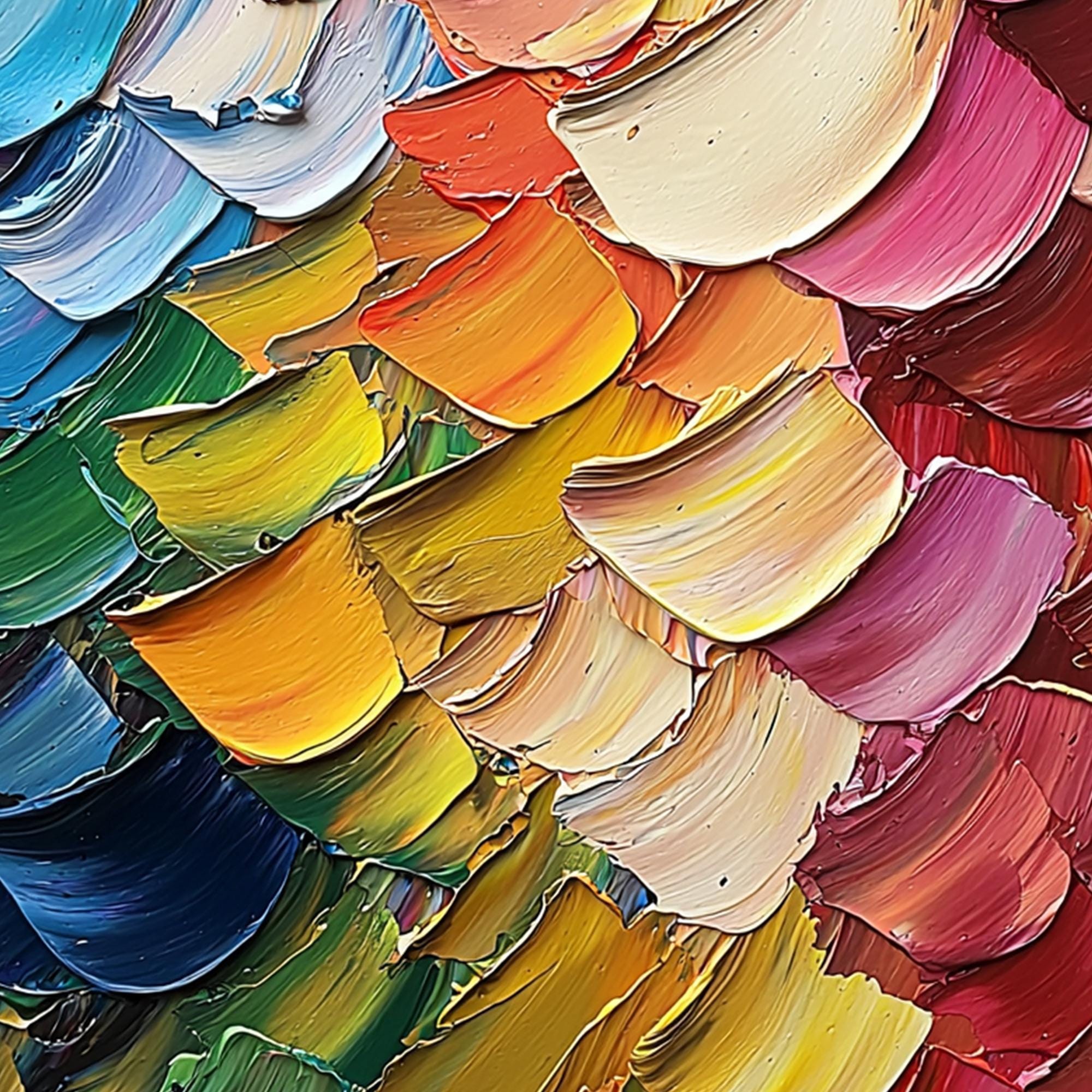 Large Abstract Texture Petal Oil Painting on Canvas, Colorful Boho Wall ...