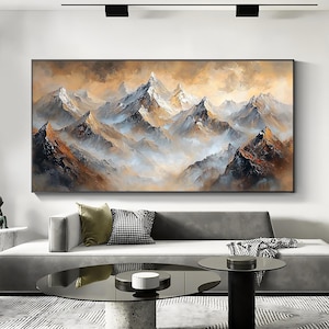 Abstract Colorful Mountain Oil Painting On Canvas, Original Landscape Painting, Large Texture Scenery Wall Art Modern Living Room Home Decor
