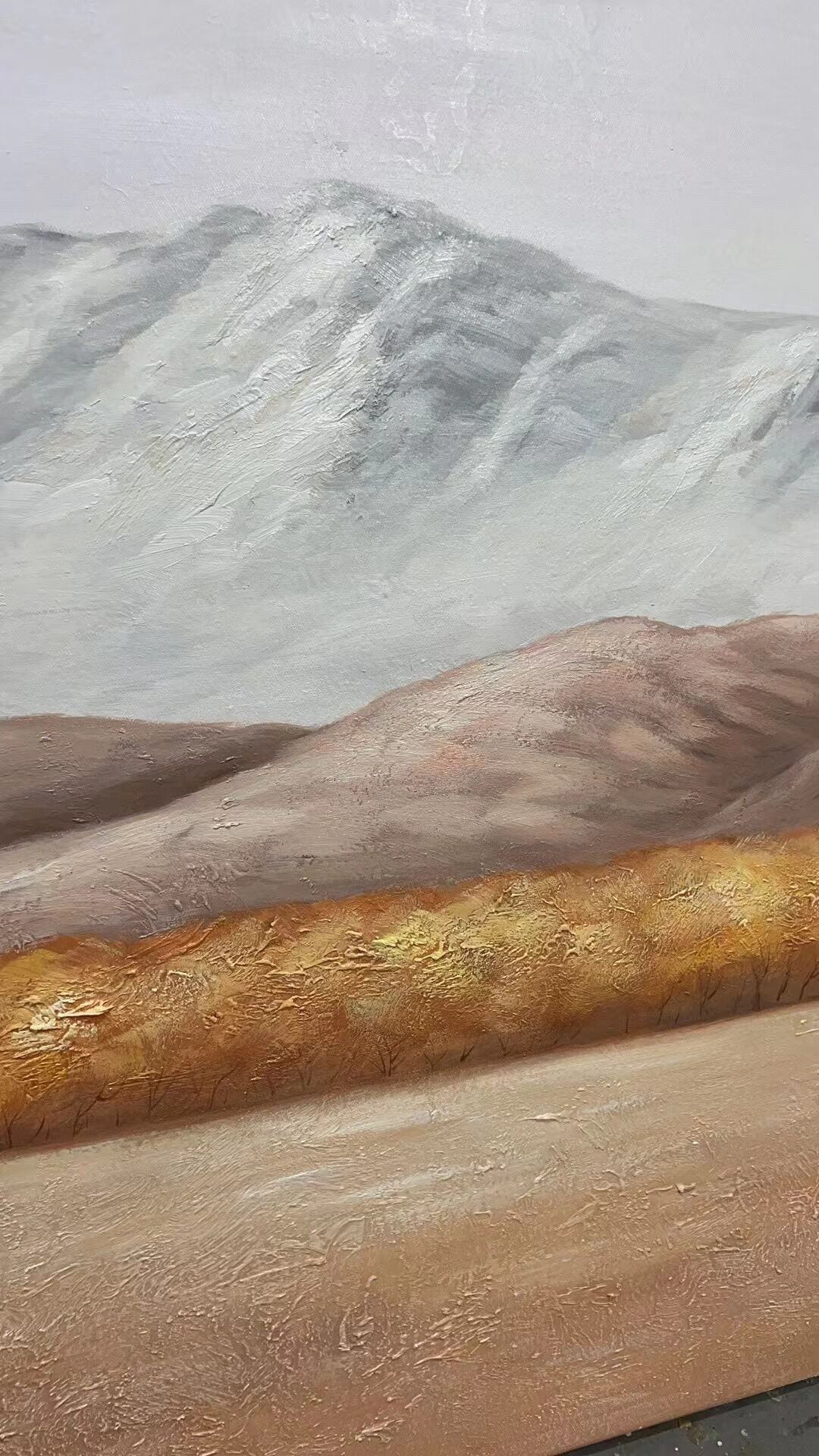 Minimalist Mountain Oil Painting on Canvas, Large Wall Art, Original ...