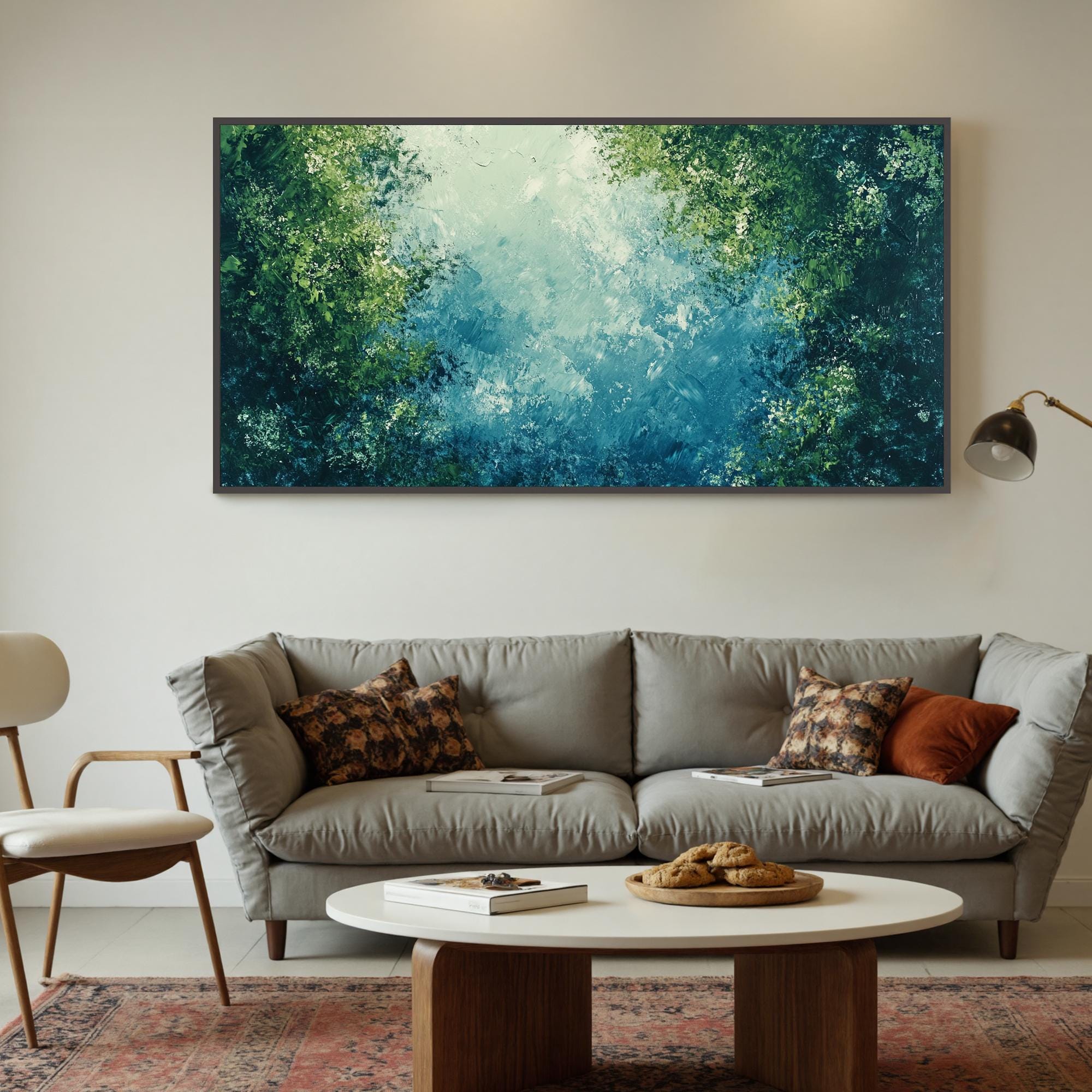 Original Green Forest Scenery Oil Painting on Canvas, Large Wall Art ...