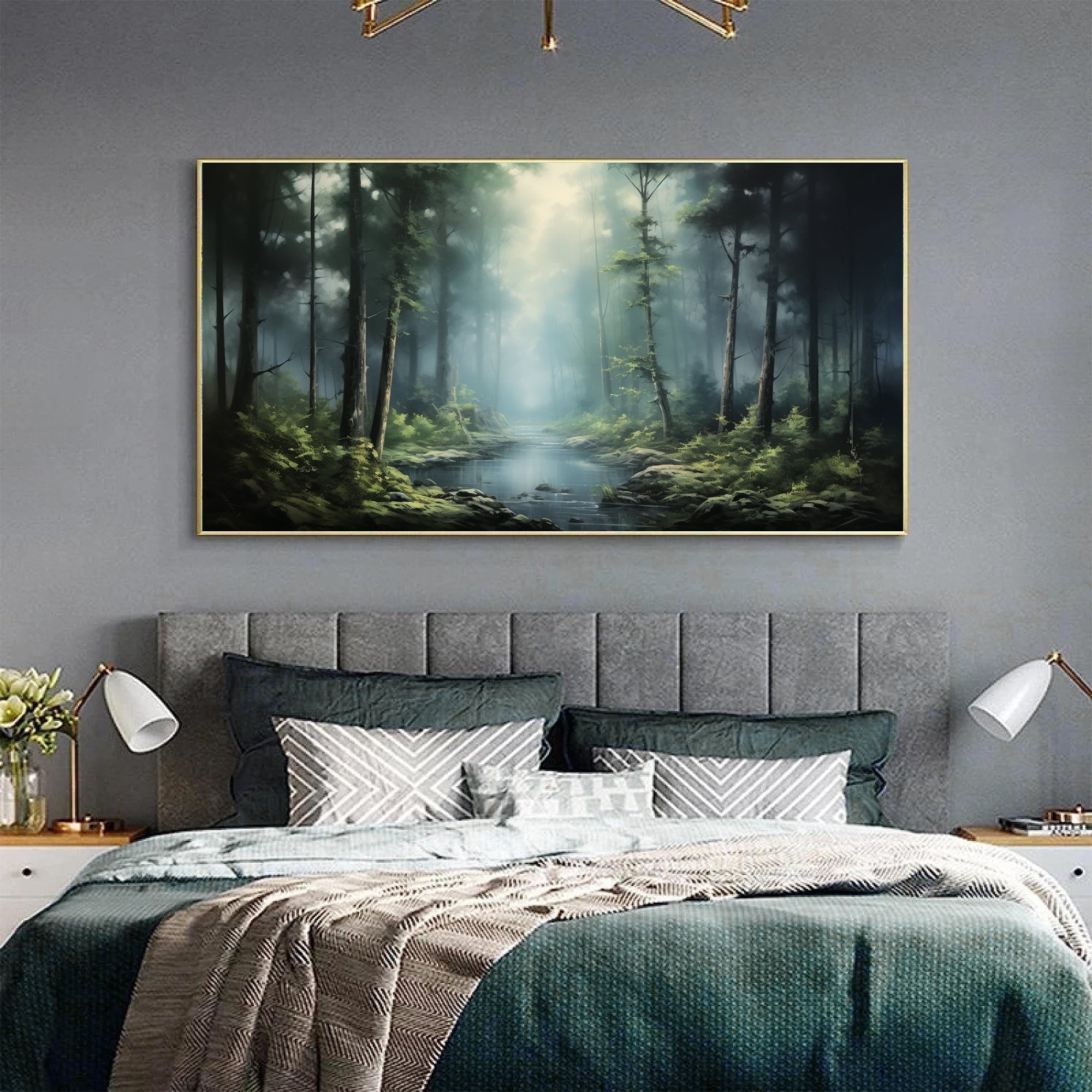 Large Abstract Forest Oil Painting on Canvas,green Tree Wall Art ...