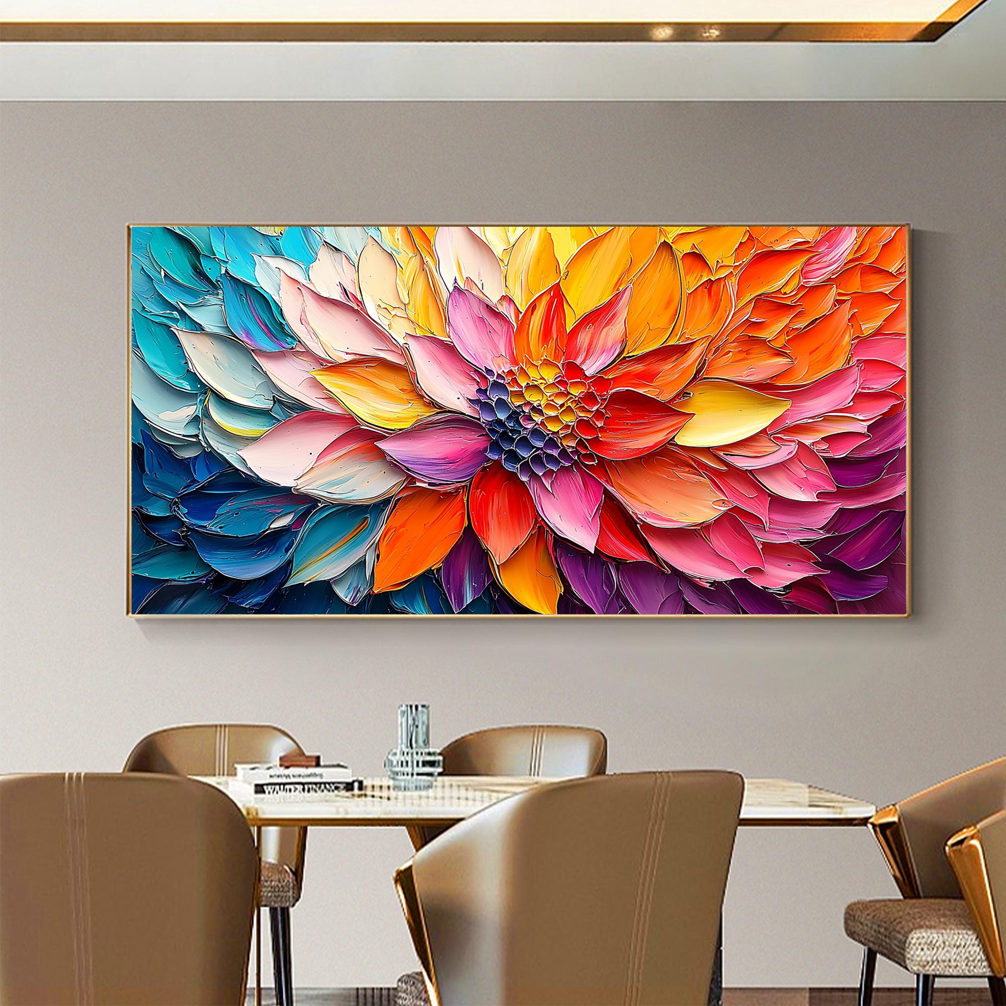 Original 3D Floral Oil Painting on Canvas, Large Abstract Colorful ...