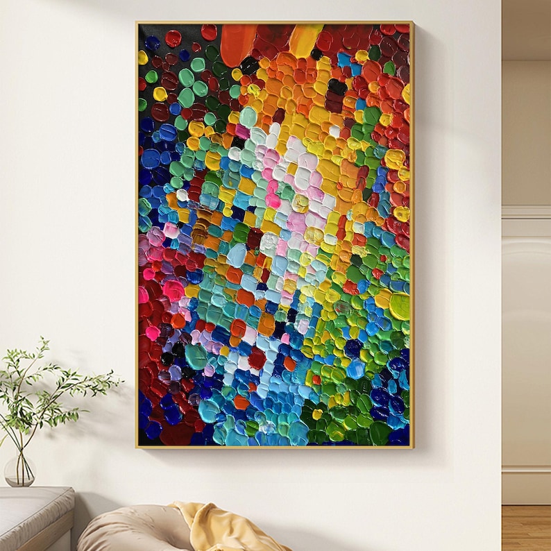 Hand-painted Color Block Oil Painting, Colorful Abstract Canvas Wall ...