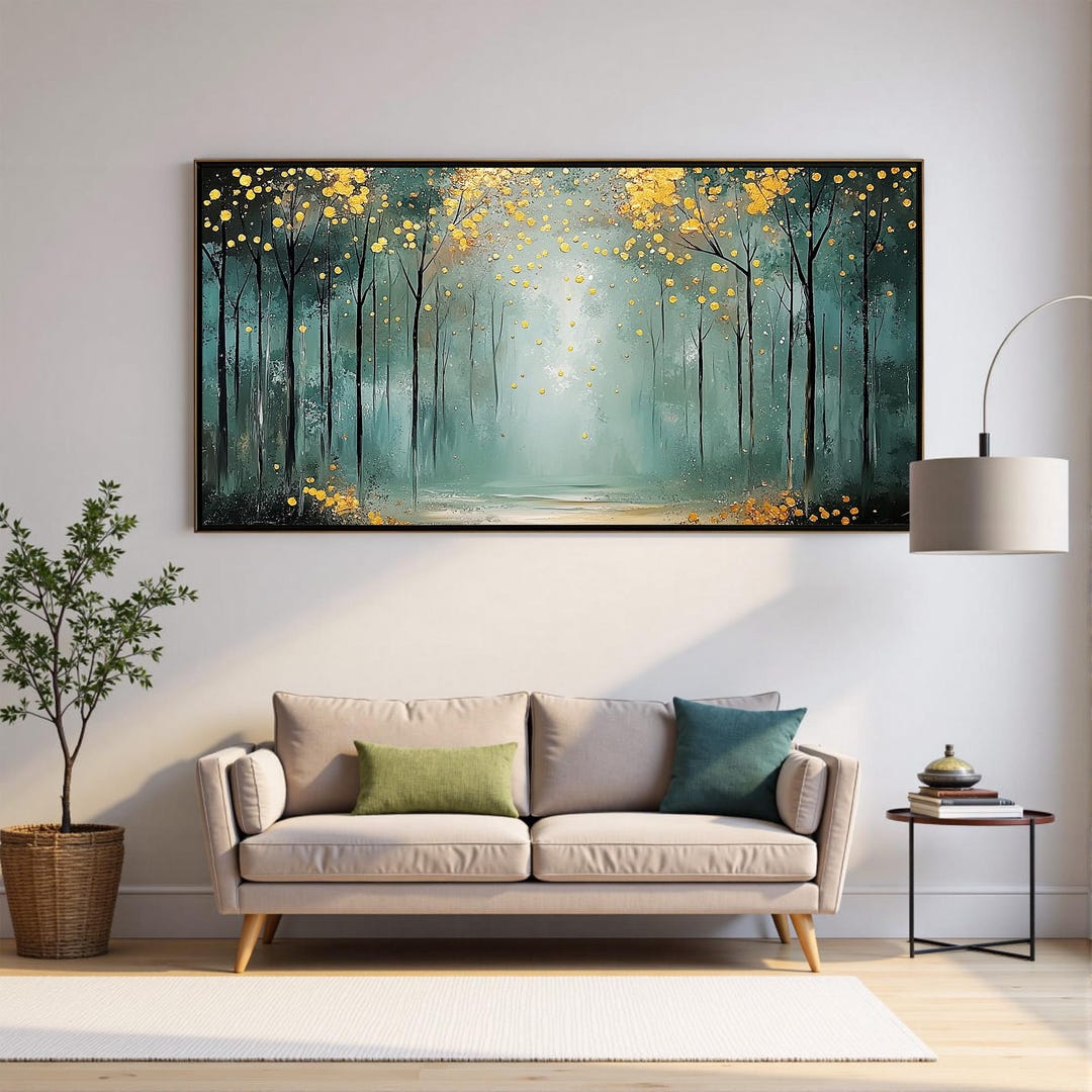 Large Abstract Forest Oil Painting on Canvas, Original Natural ...