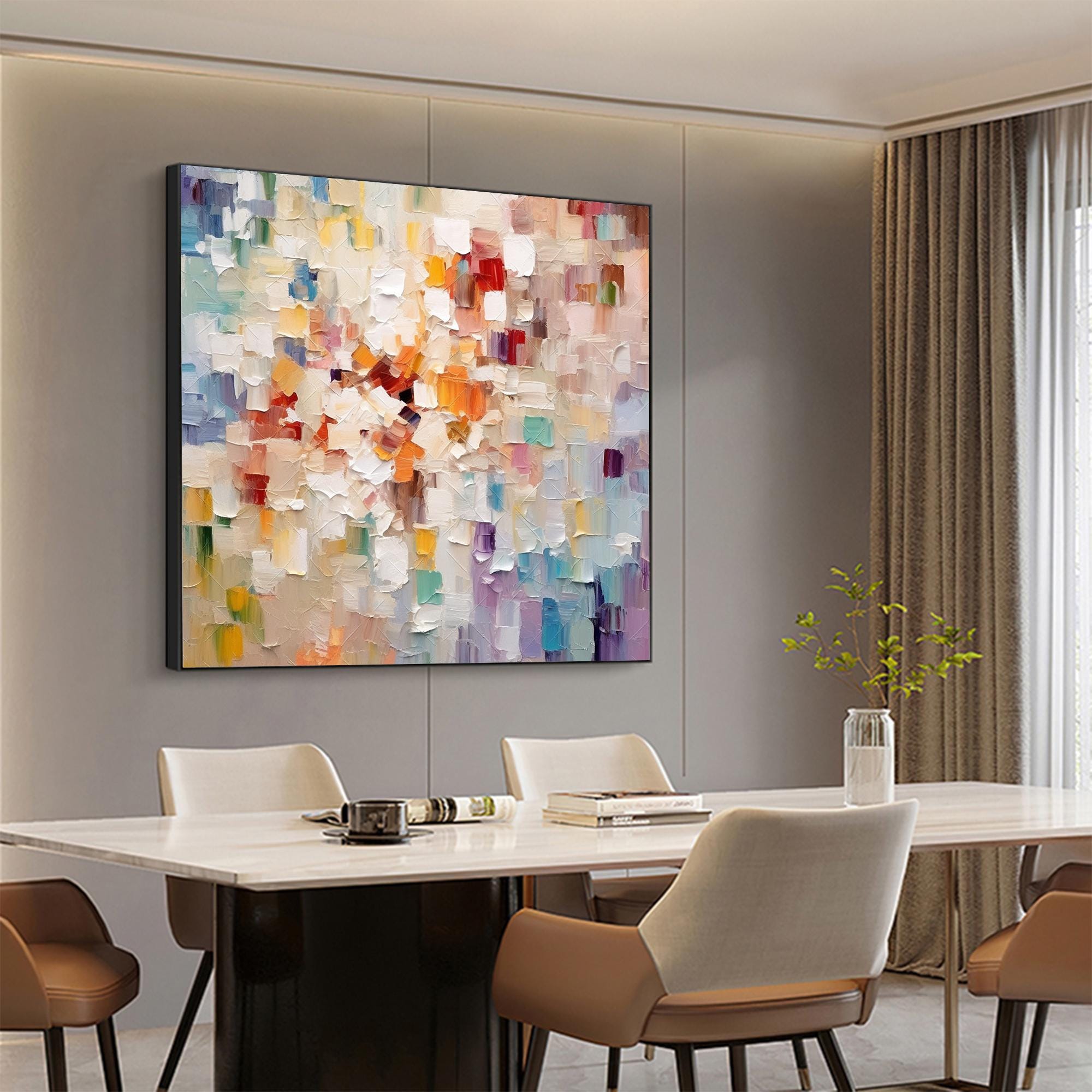 Abstract Block Oil Painting on Canvas, Large Textured Minimalist Wall ...