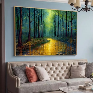 Abstract Forest Oil Painting on Canvas, Large Wall Art,original Green ...