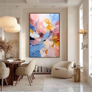 Abstract Color Blocks Oil Painting On Canvas, Large Textured Wall Art, Original Minimalist Art Painting, Custom Painting, Living Room Decor